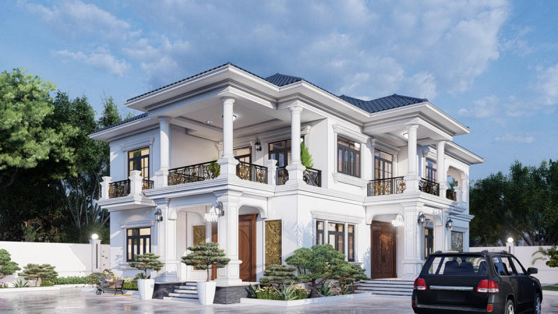 Top 100 Mẫu biệt thự 2 tầng mái Nhật đẹp hiện đại ấn tượng xu hướng 2024 131 mau biet thu mai nhat 2 tang tan co dien 6