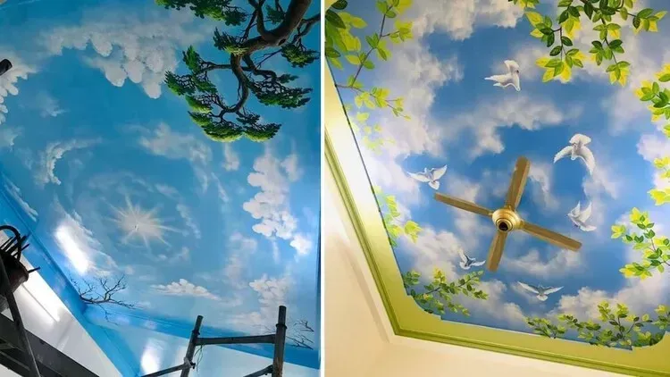 Gợi ý 20 mẫu vẽ trần mây 3D cực sinh động độc đáo xu hướng 2025 13 Trần mây: Giá thi công và 19 mẫu trần bắt mắt nhất 2024