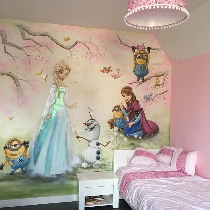 Vẽ Tranh Tường Phòng Ngủ Cho Bé Gái - 20 Mẫu siêu cute 7 tranh vẽ tường cho bé gái