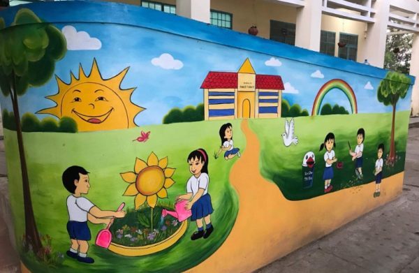 100 Mẫu Vẽ tranh tường trường tiểu học tươi vui bắt mắt 11 Vẽ tranh tường trường học - Mẫu tranh vẽ tường trường đẹp