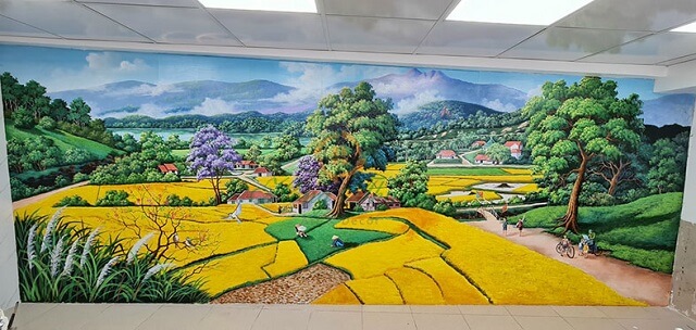 101 Mẫu tranh tường đồng quê, làng quê đẹp nhất 2024 36 tranh tường đồng quê