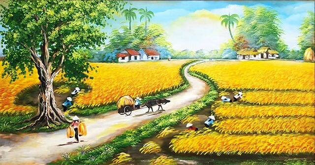 101 Mẫu tranh tường đồng quê, làng quê đẹp nhất 2024 24 tranh tường đồng quê