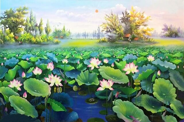 Top 101 Mẫu Vẽ Tranh Tường Hoa Sen Đẹp Phong Thủy Tài Lộc Xu Hướng Hiện Nay 15 Vẽ Tranh Tường Hoa Sen tranh tường hoa sen