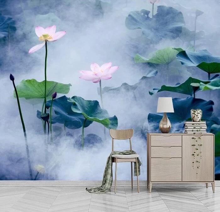 Top 101 Mẫu Vẽ Tranh Tường Hoa Sen Đẹp Phong Thủy Tài Lộc Xu Hướng Hiện Nay 2 Vẽ Tranh Tường Hoa Sen vẽ tranh tường hoa sen
