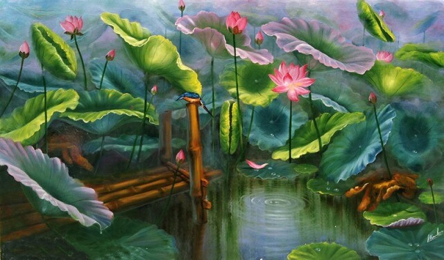 Top 101 Mẫu Vẽ Tranh Tường Hoa Sen Đẹp Phong Thủy Tài Lộc Xu Hướng Hiện Nay 14 Vẽ Tranh Tường Hoa Sen tranh tường hoa sen