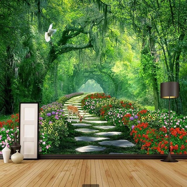 ve trang tuong 3D phong canh 17 1001+ Mẫu tranh vẽ tường rừng nhiệt đới đẹp ấn tượng độc đáo 1001+ Mẫu tranh vẽ tường rừng nhiệt đới đẹp ấn tượng độc đáo