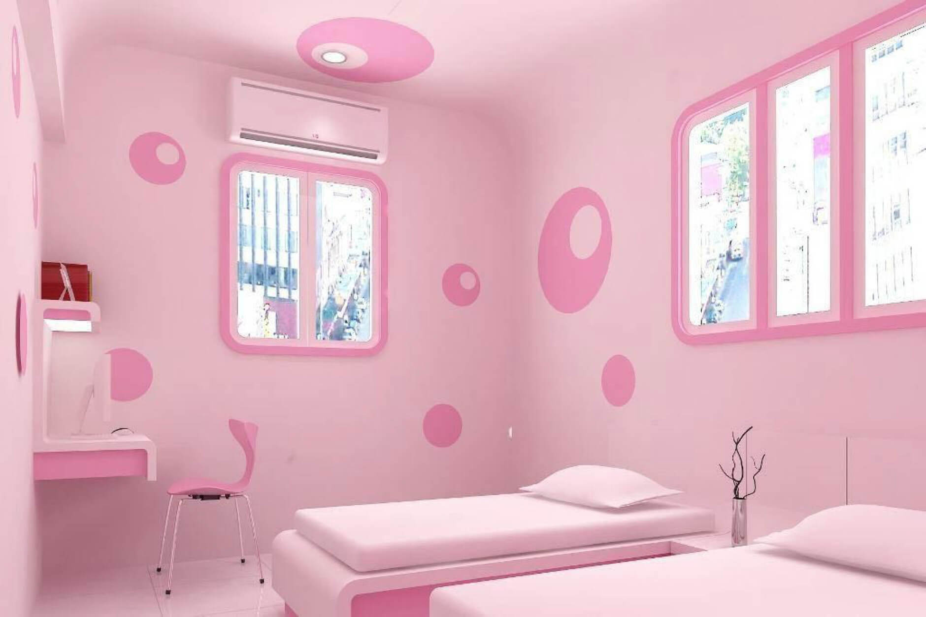 Gợi ý 20 ý tường vẽ tường phòng ngủ cute cho bé 33 Vẽ tường phòng ngủ cute màu hồng cho bé