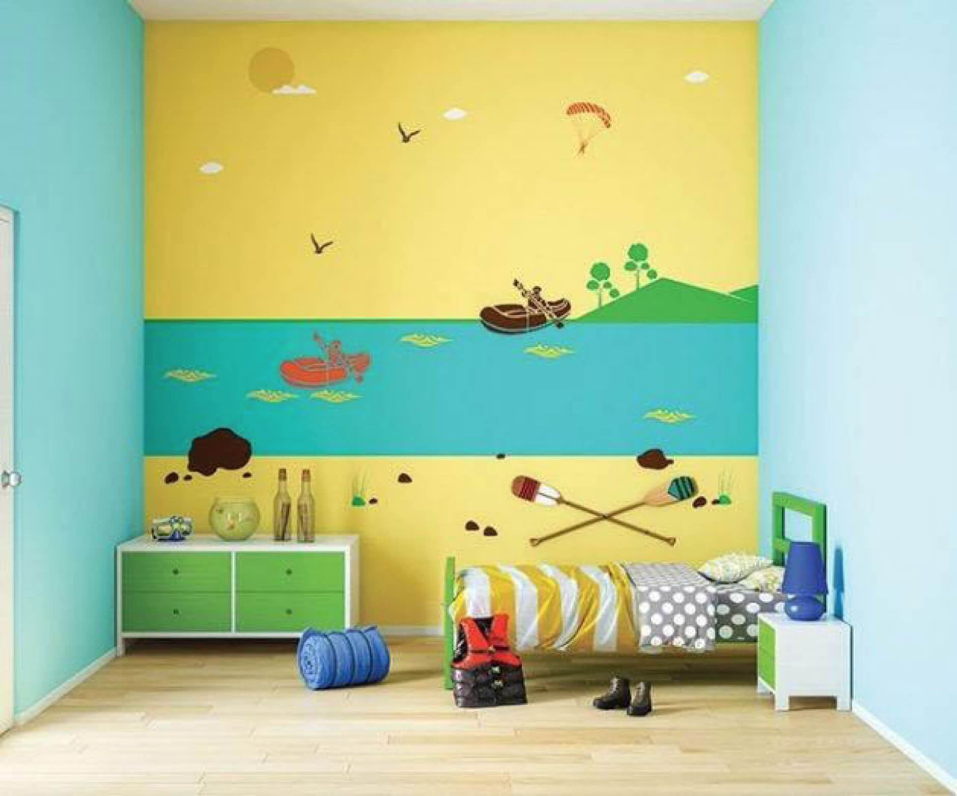 Gợi ý 20 ý tường vẽ tường phòng ngủ cute cho bé 31 Vẽ tranh tường phòng ngủ đơn giản kích thích sáng tạo của bé
