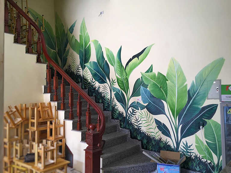 Gợi ý 50 mẫu vẽ tranh tường cầu thang sáng tạo độc đáo 23 ve tranh tuong cau thang 4108