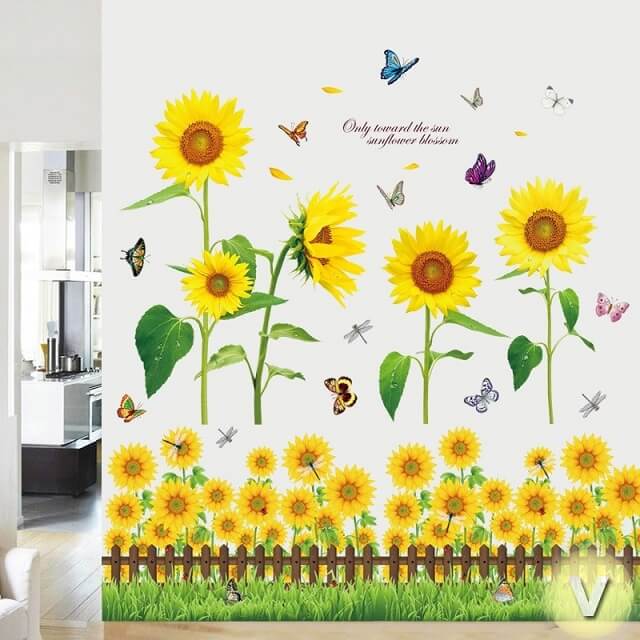 Vẽ tranh tường hoa hướng dương đơn giản, sáng tạo nhất 2024 32 vẽ tranh tường hoa hướng dương