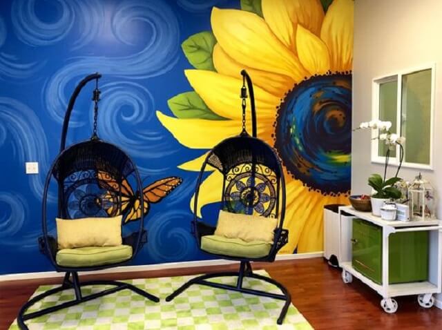 Vẽ tranh tường hoa hướng dương đơn giản, sáng tạo nhất 2024 37 vẽ tranh tường hoa hướng dương