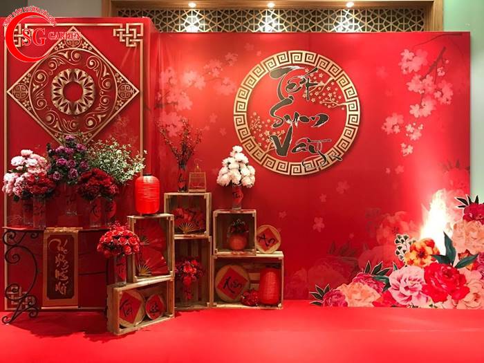 Gợi ý xu hướng trang trí tiểu cảnh Tết 2025 ấn tượng độc đáo 15 background do trang tri chup hinh ngay tet
