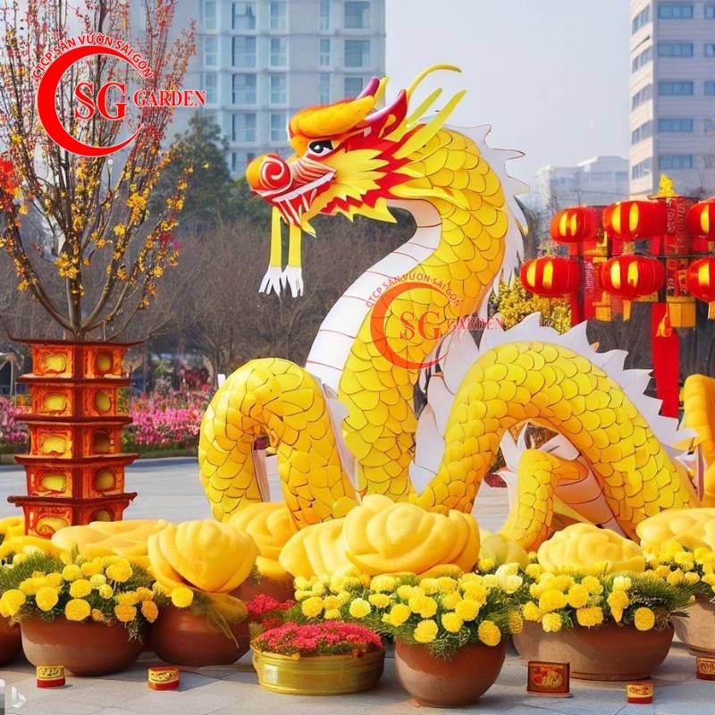 Gợi ý xu hướng trang trí tiểu cảnh Tết 2025 ấn tượng độc đáo 13 mo hinh mut xop con rong trang tri tet 2024 3