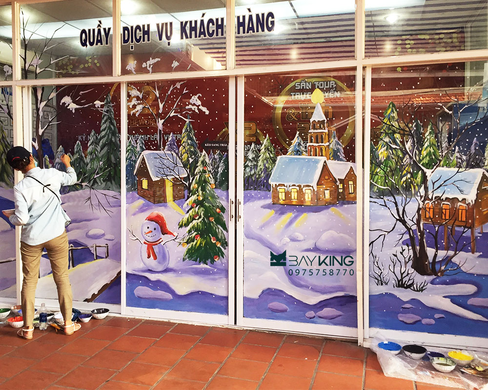 Top 100 mẫu vẽ tranh trên kính Tết và Noel trang trí đẹp ấn tượng xu hướng 28 noel 2